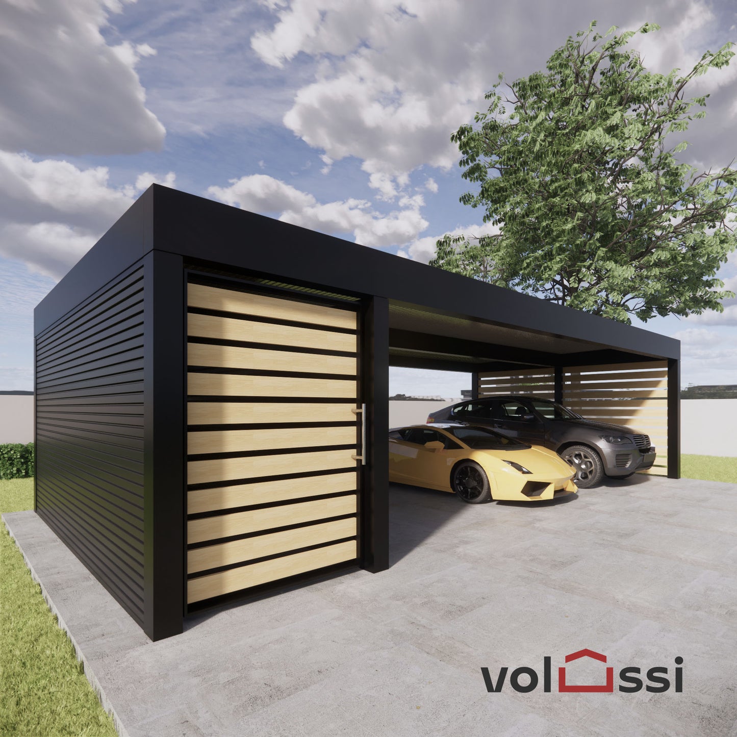 Wiata na dwa auta + magaz.