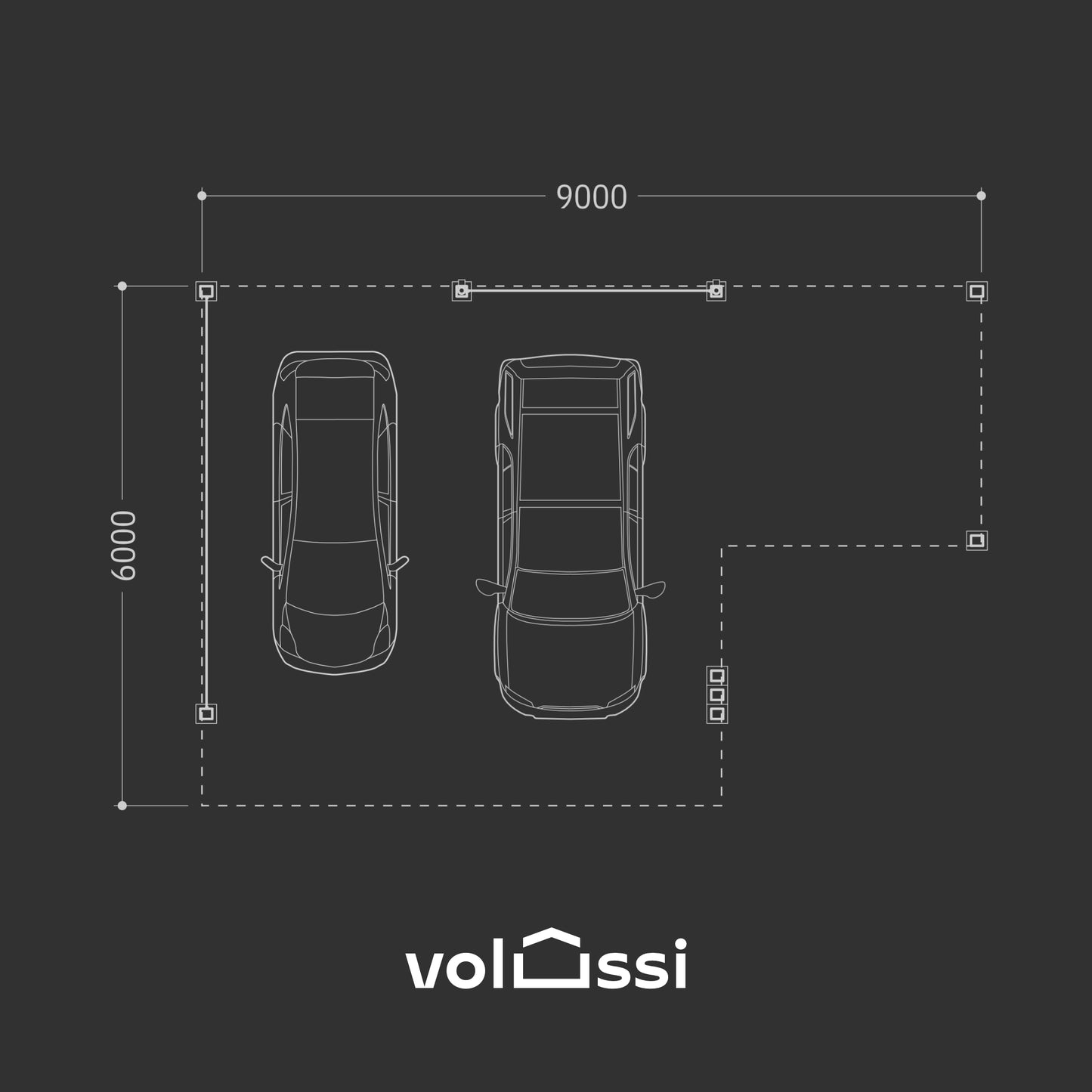 Carport TriStand 6 x 6m + 3x3 Wiata samochodowa