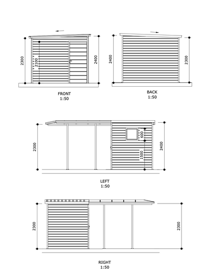 Domek ogrodowy NEDEN 2.9x2.1m z wiatką