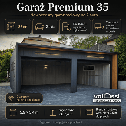 Garaż blaszany 6x6 m na dwa auta