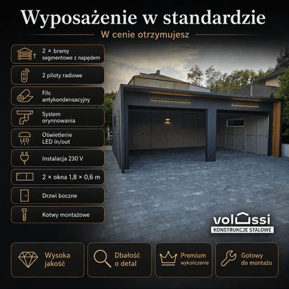 Garaż blaszany 6x6 m na dwa auta